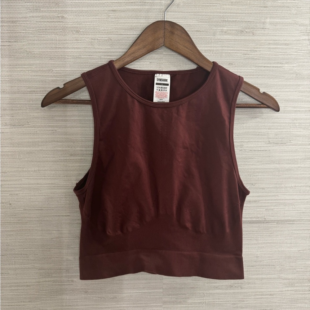Gymshark Sweat Seamless Midi Tank in Baked Maroon - Picture 3 of 6